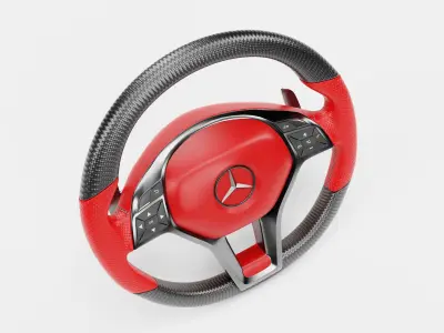 3d Steering Wheel With Red Cover 3D model