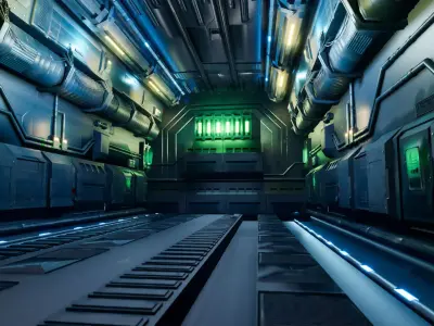 Cyberpunk Sci-Fi Passage Environment Low-poly 3D model