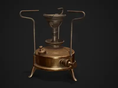 Vintage kerosene stove Low-poly 3D model