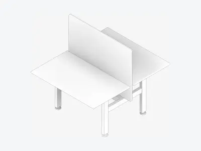 Desk - Double - Officetec - Angular - Linear - Fixed Height Low-poly 3D model