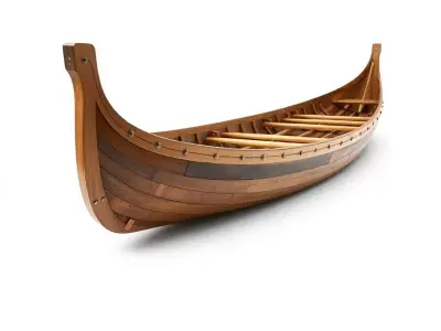 Medieval Wooden Longboat Model Pack Low-poly 3D model