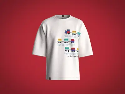 Mens basic oversized t-shirt with train graphic 3D model
