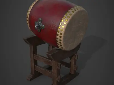 Japanese taiko drum  Low-poly 3D model
