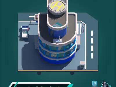 Isometric Police Station Free low-poly 3D model