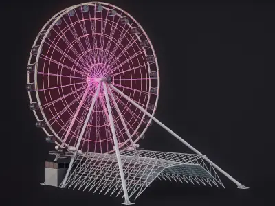 Rigged Ferris Wheel - American Dream PBR 3D model