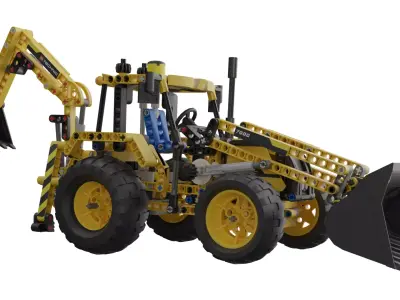 Lego Backhoe Loader Low-poly 3D model