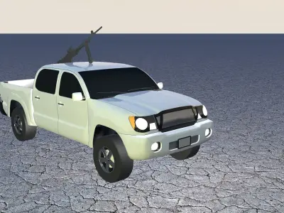war vehicle  with purpose machine gun Low-poly 3D model