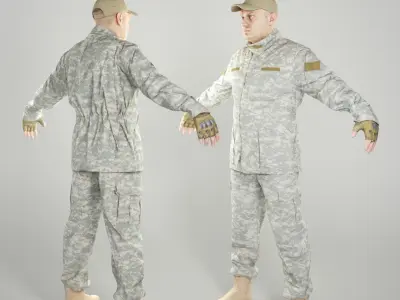 Soldier in American military uniform in A-pose 295 Low-poly 3D model