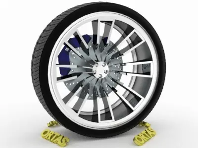 ORTAS CAR WHEEL RIM 97 GAME READY WHEEL RIM TIRE 3D model