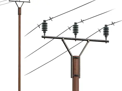 Wood Power line pole 3D model