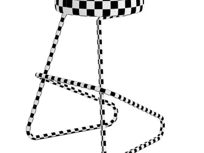 Medium Fabric Seated Bar Stool Tecta 3D model
