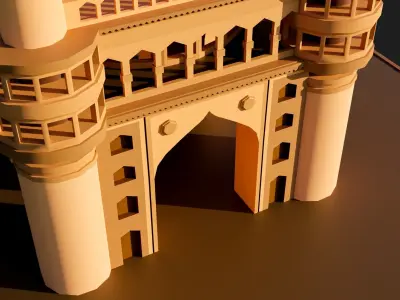 Low-Poly Charminar 3D model temple in hyderabad Low-poly 3D model