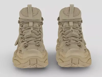 Cyberpunk fashion army military boots sneaker Low-poly 3D model
