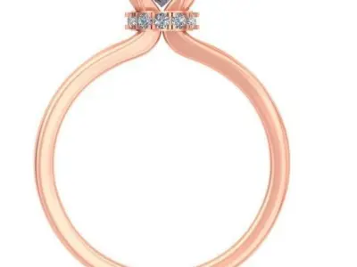 Three band solitaire engagement ring A34 3D print model