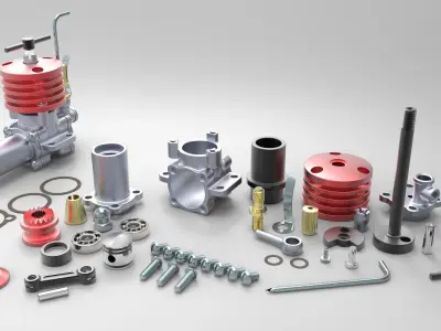 Engine for model aircraft 3D model