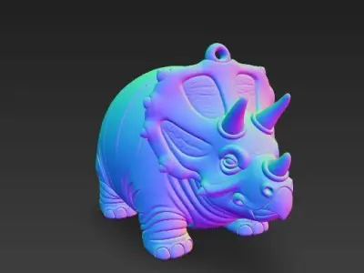 Cute Triceratops Keychain 3D Printable Dinosaur Model 3D print model