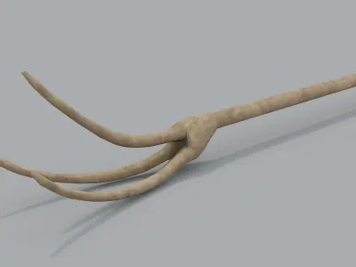 Wooden Medieval Pitchfork Low-poly 3D model