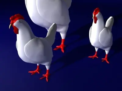3d Hen two chickens 3D model