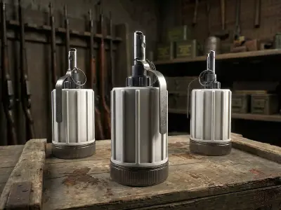Soviet hand-held aerosol grenade K-51 with non-lethal tear gas Low-poly 3D model