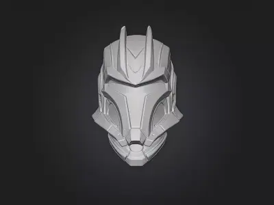 Void Sentinel Helmet Premium Futuristic Sci-Fi Warrior Printable Low-poly 3D model