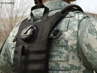 Hydration Backpack Carrier Black Worn Position 3D model