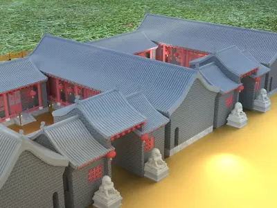Chinese courtyard house 3D model get