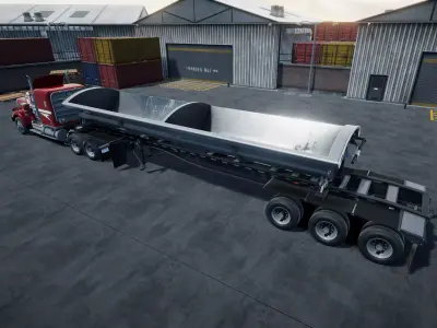 80s Semitruck Side Dump unity asset Low-poly 3D model