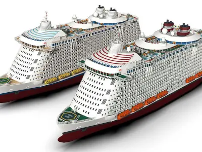 Passenger Ship Low-poly 3D model