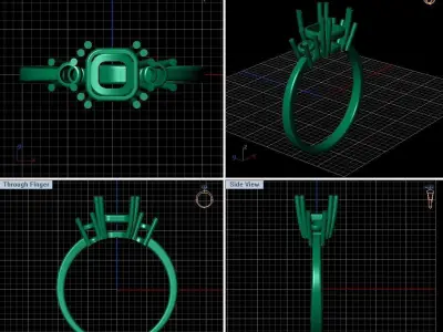 ANTIQUE JEWELRY RING 3 STONES  3D print model