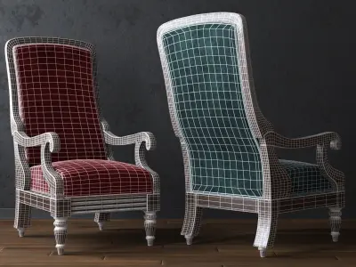 Antique William IV Library Chair Low-poly 3D model