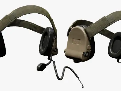  Tactical Headphone Low-poly 3D model