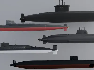 Submarine Pack Of 10 3D model