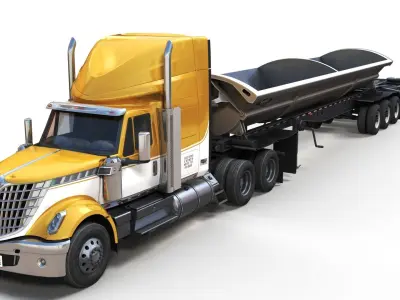 International LoneStar sidedump road train Low-poly 3D model
