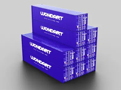 40 feet long cargo container box Low-poly 3D model