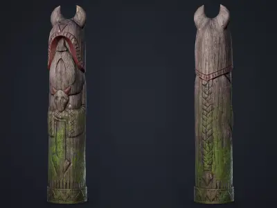 Wooden Totem 8 Low-poly 3D model
