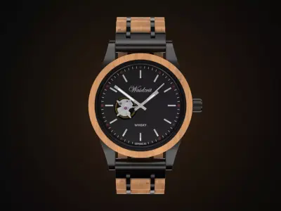 Watch Wood Waidzeit Low-poly 3D model