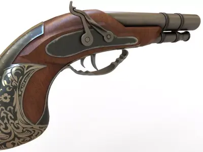 Oldgun Pistol Low-poly 3D model