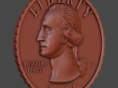 Quarter Dollar 3D model 3D print model
