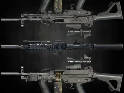 Armory 300 Blackout SAW K low poly game ready model Low-poly 3D model