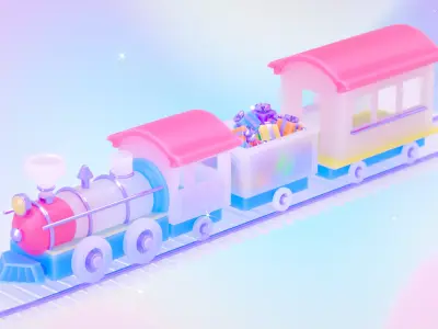 Toy Train 3D model 8