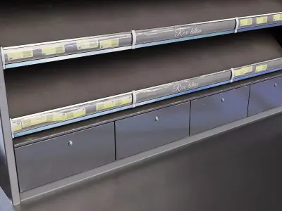 Supermarket Metal Shelf Display Set Low-poly 3D model