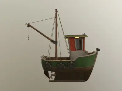 Ship Low Poly fishing boat Low-poly 3D model