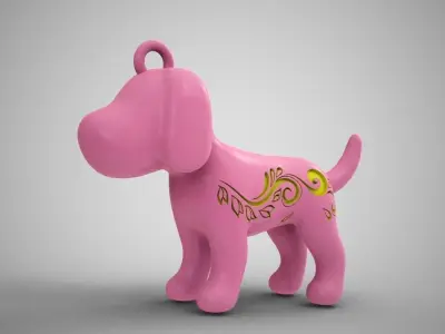 Patterned Flower Dog Necklace 3D print model