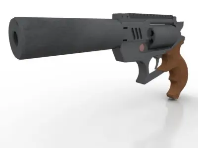 Silenced Revolver  Low-poly 3D model