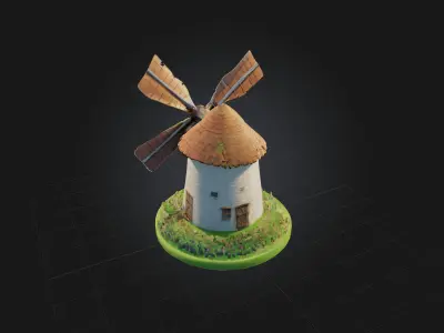 Cartoon Windmill Low-poly 3D model purchase