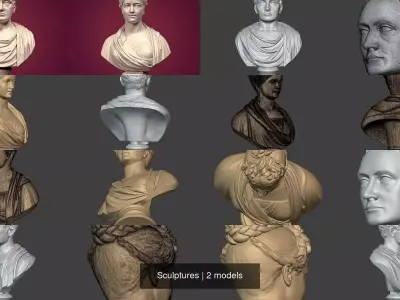 Unknown Carthaginian - Roman - Greek Man - Woman Bust 3D Model Pack