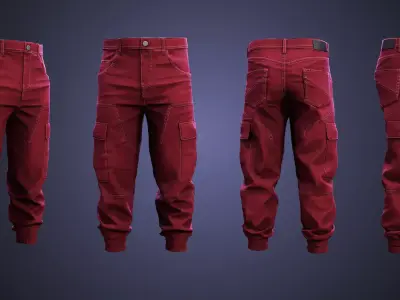 Modular Tactical Cargo Pants Low-poly 3D model