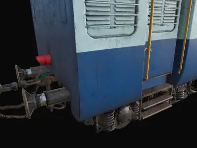 Indian Railways ICF Coach Train Low-poly 3D model