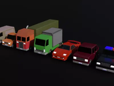 Low-poly car pack Free 3D model