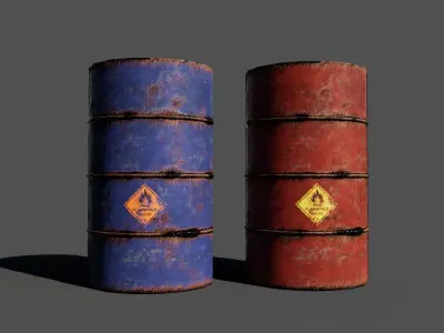Old Oil Drums Rusty Oily Variants  Free low-poly 3D model